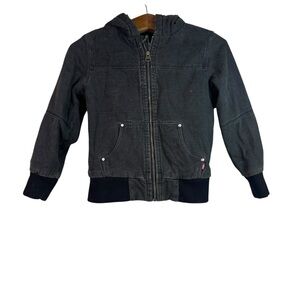 Levis Kids Black Canvas Hooded Fleece Lined Jacket Size S (8-10 Years) Y2K
